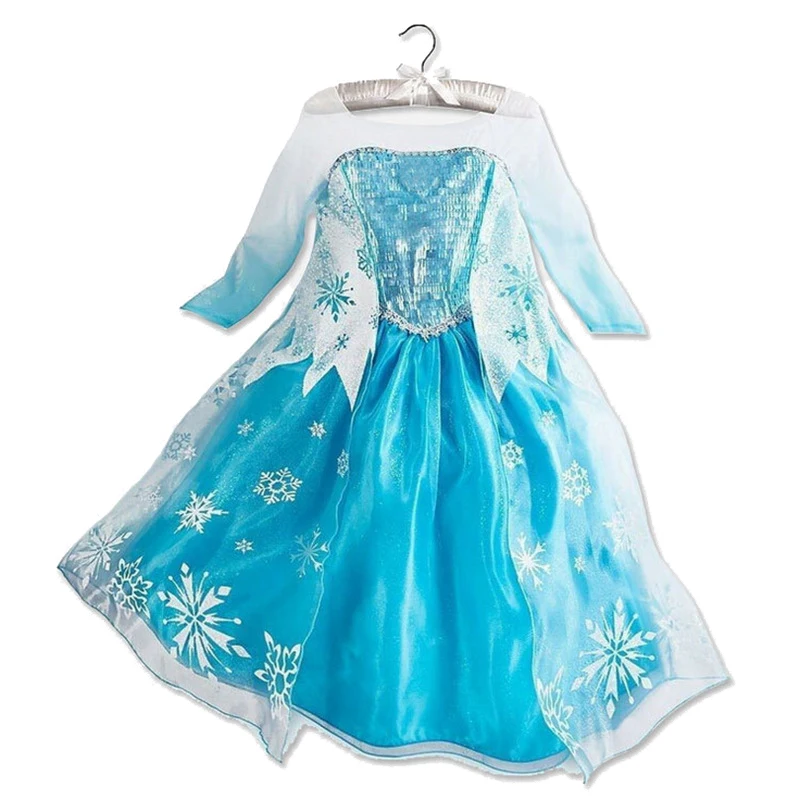 Платье Эльзы для маленьких девочек; Снежная королева; Принцесса Анна; Эльза; костюмы для рождественской вечеринки; маскарадный костюм; детская одежда с короной; комплект - Цвет: C only dress
