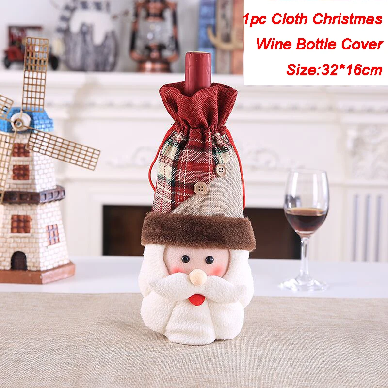 Santa Claus 1PC Рождественское украшение для дома, обертка для бутылки, Рождественское украшение, Санта-Клаус, Декор, Рождественская винная бутылка, чехол, с рождеством - Цвет: Santa Claus 1PC