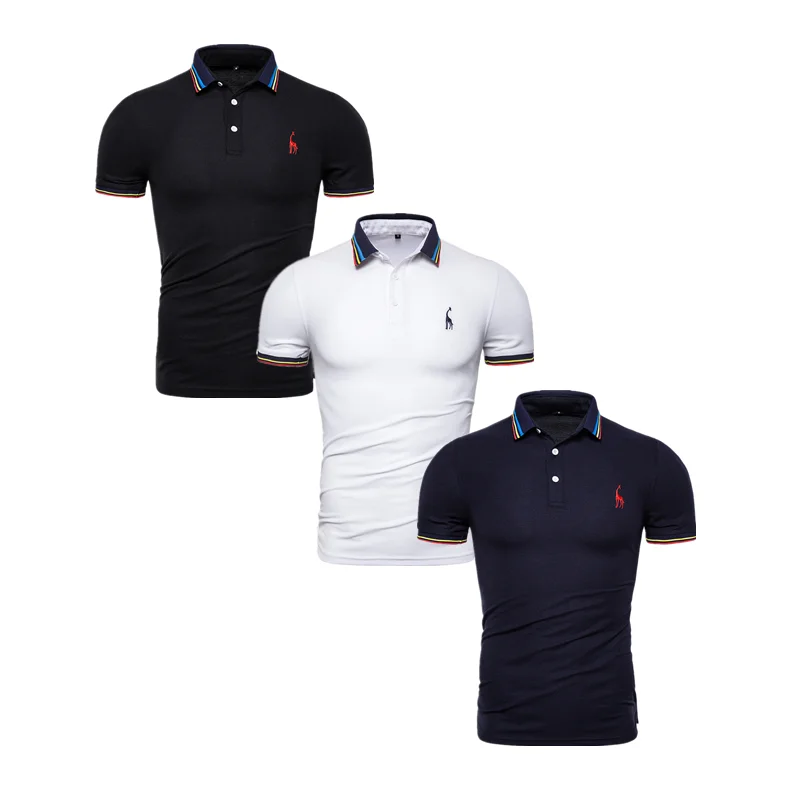 Прямая поставка 3 шт./лот поло жираф Мужская брендовая Модная рубашка с вышивкой