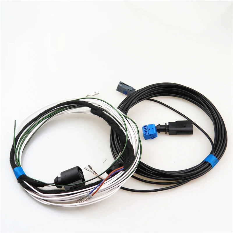 AZQFZ Flip Logo RVC Rear Reversing View Camera+connector Wiring harness Cable For VW Golf 7 2015-2018 5GG 827 469 F 3GD 827 469G