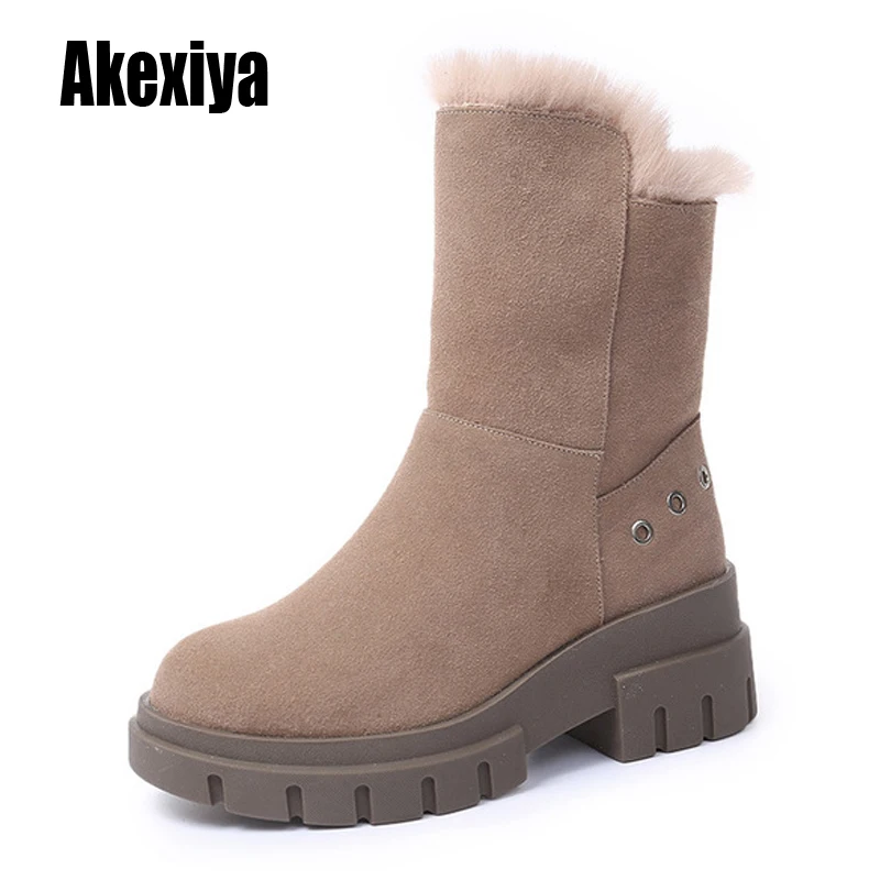 

New winter thick snow boots women's high plus velvet wedge cotton shoes warm metal decorative wild non-slip boots k650