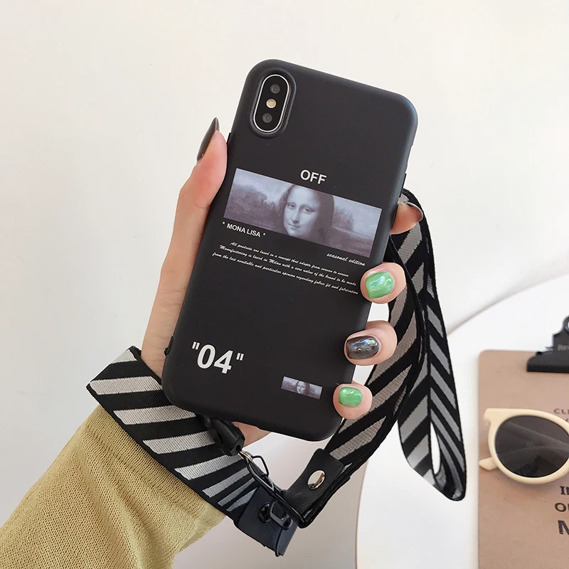 

Hot off ow painting stripes soft silicon cover case for iphone 6 7 7plus 8 8plus X XR XS MAX 11 pro white crossing phone couqe