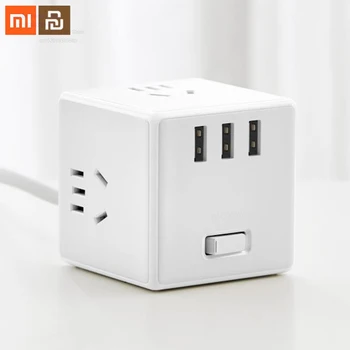 

Original xiaomi Mijia Cubic Converter Square Design Three USB Charging Ports Compact and Convenient Security Protection Smart