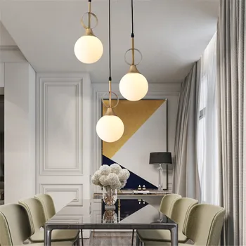 

nordic Minimalism design white glass ball pendant lights for kitchen dining table cafe Shop window decorative led hanging lamp