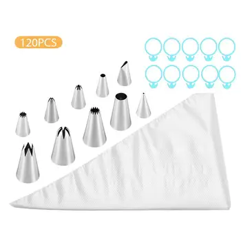 

120PCS Cake Decorating Tools Kit Pastry Nozzles Cream Tips Confectionery Bags Icing Piping Nozzles Tips Baking Tools For Cakes