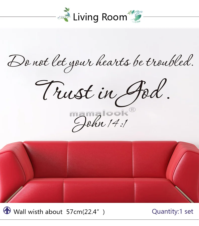 The World truth bible quote trust is god removable vinyl home decals Wall stickers christian family bless pray words mural hot