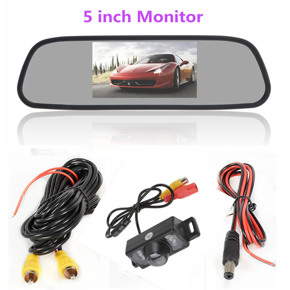 5 дюймов TFT lcd HD800* 480 экран автомобильный монитор зеркало заднего вида парковочный монитор с 2 видео входом, камера заднего вида опционально - Цвет: Monitor with cam02