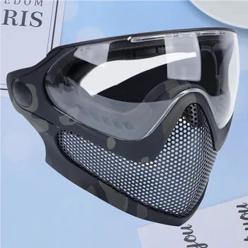 

1PC Dual Mode Combat Mask Outdoor Game Mask Gear Steel Screen Protective Mask for Man Women (Camouflage)