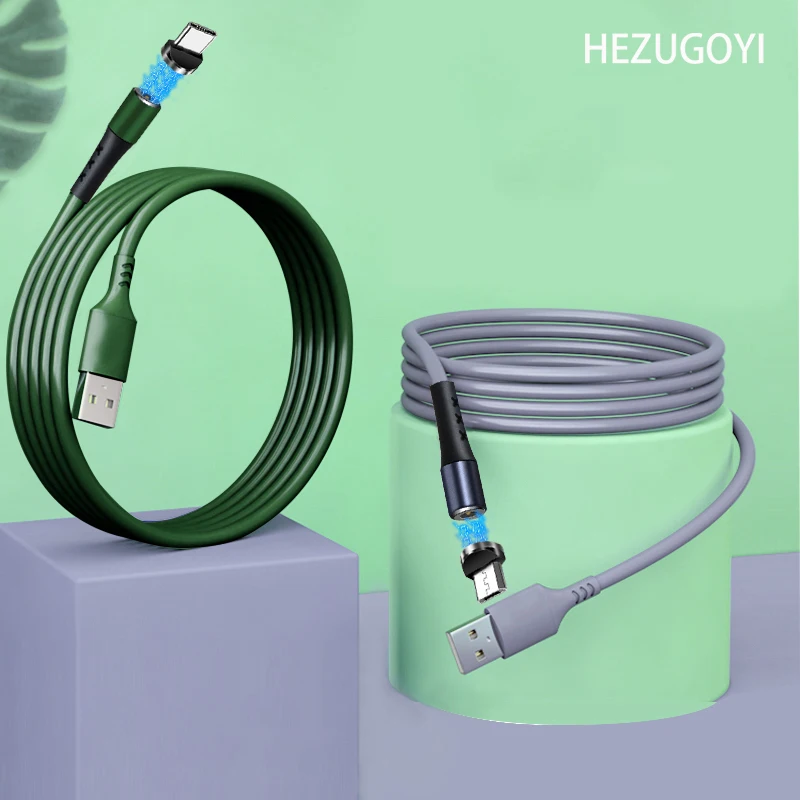 

2.4A Magnetic Micro USB Type C Cable For iphone 11 Pro Max Samsung Xiaomi Liquid Silicone Magnet Charger Mobile Phone Cable Cord