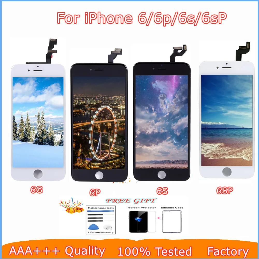 

Great Quality LCD Display For iPhone 6 6p 6s 6sp 3D Touch Screen Digitizer For iPhone 6 Series Tempered Glass+Tools+TPU