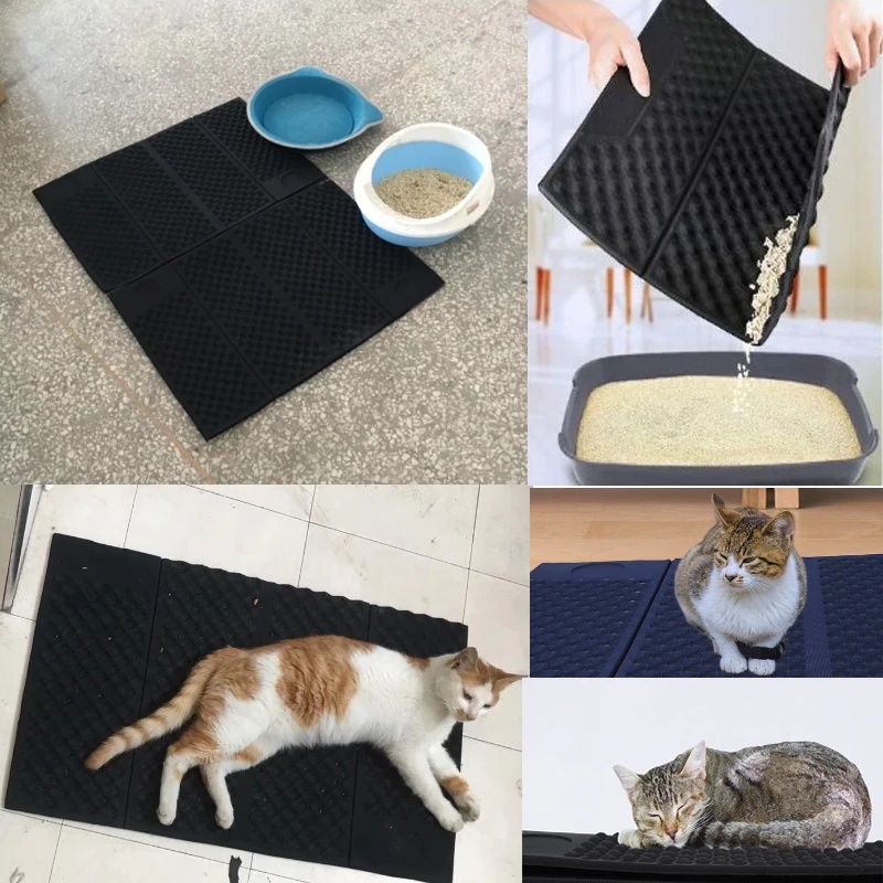 Cat Litter Mat Extra Large EVA Double Side Layer Cat Litter Trapper Waterproof Urine Proof Litter Scatter Control Cat Litter Box