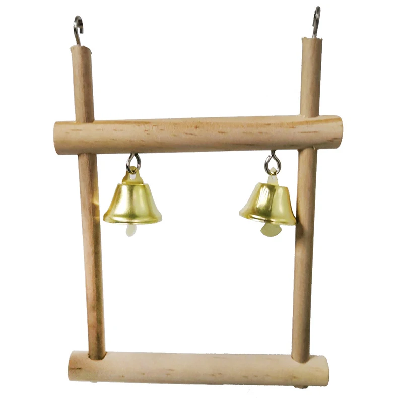 8 Packs Bird Parrot Swing Hanging Toy,Natural Wood Bell Bird Cage Toys For Parrots Parakeets Cockatiels Finches Budgie Parrots