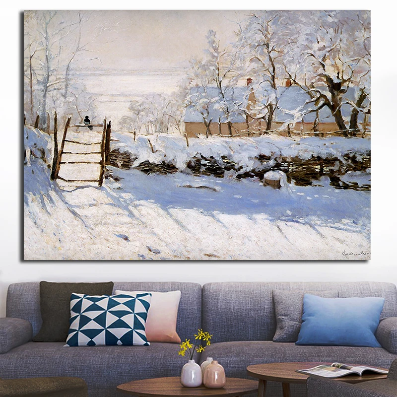 OUCAG The Magpie by Monet постер живопись Современные печатные холсты Живопись Печать и