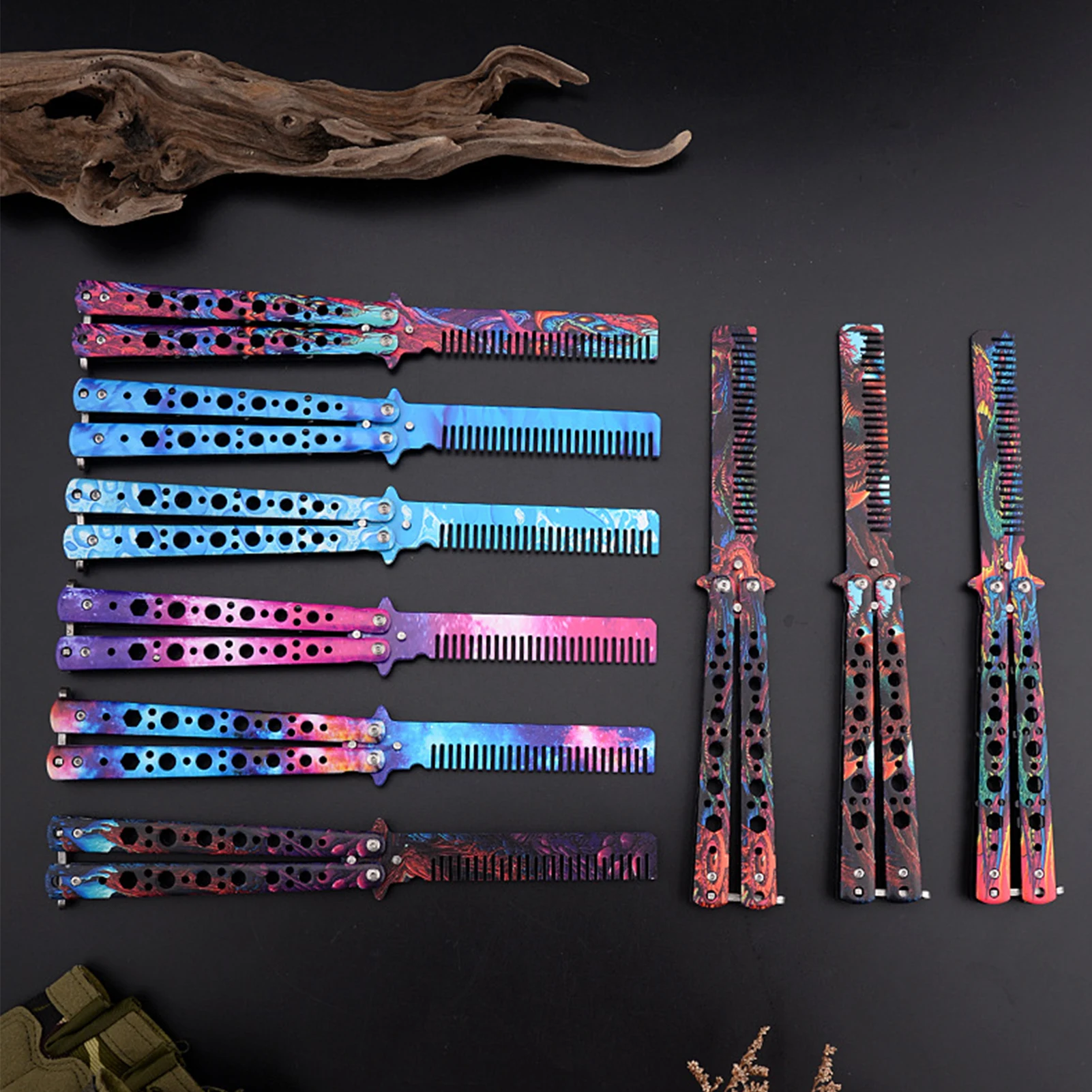Portable Butterfly Knife Comb Stainless Steel Foldable Blunt Training Outdoor Trainer Salon Hairdressing Styling Tool | Инструменты