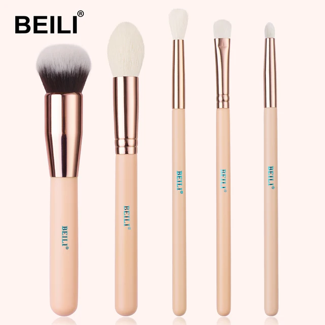 BEILI 5pcs Rose Gold Makeup Brushes Set