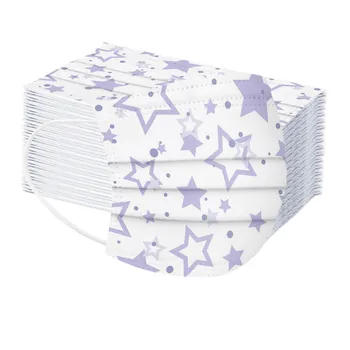 

100pc Children Disposable Mask Star Printed Non-woven 3-layer Mask Outdoor Dust-proof Breathable Protection Mouth Face Mask