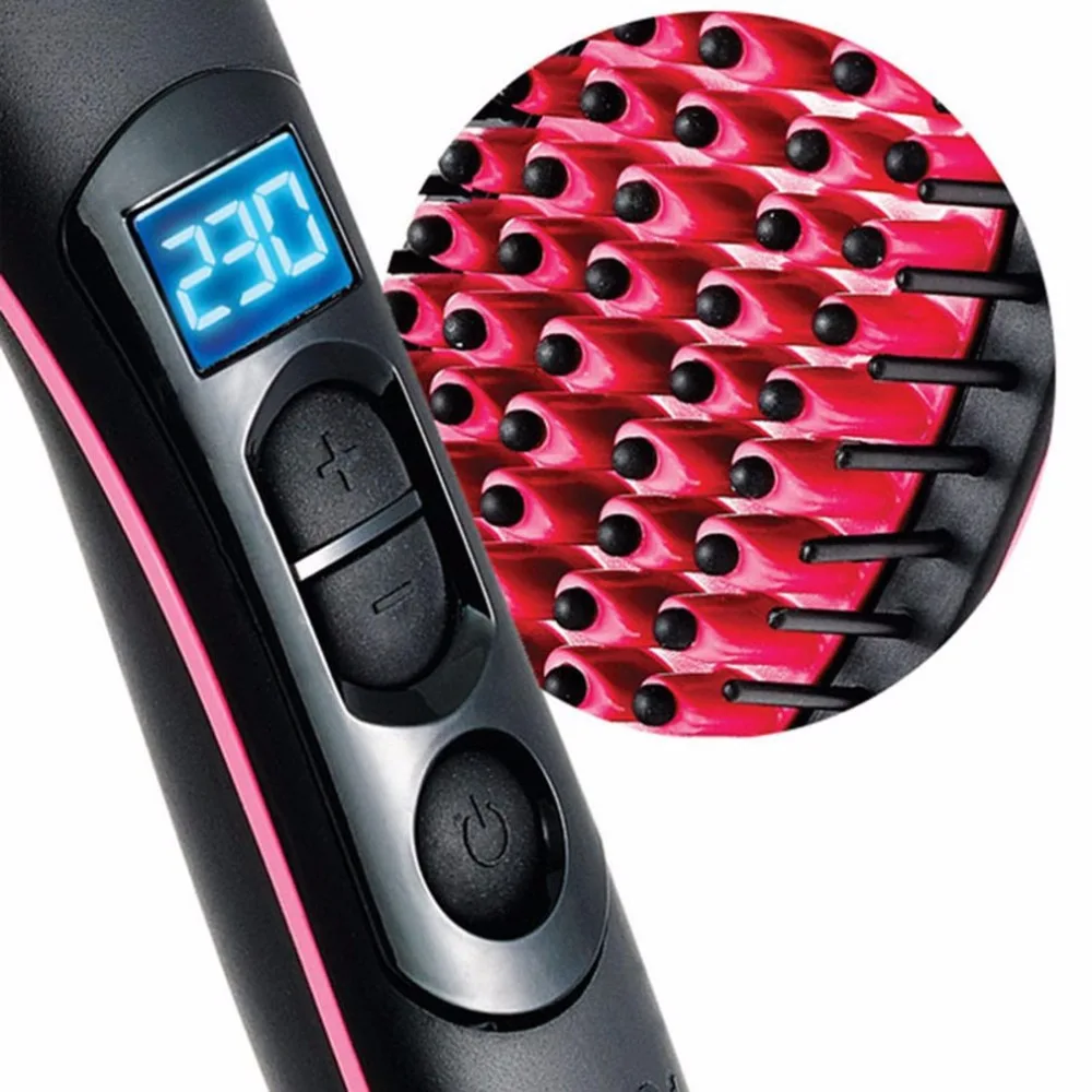 Профессиональная Керамическая электрическая щетка для волос выпрямители для волос с ЖК-дисплеем быстрый выпрямитель для волос расческа для волос