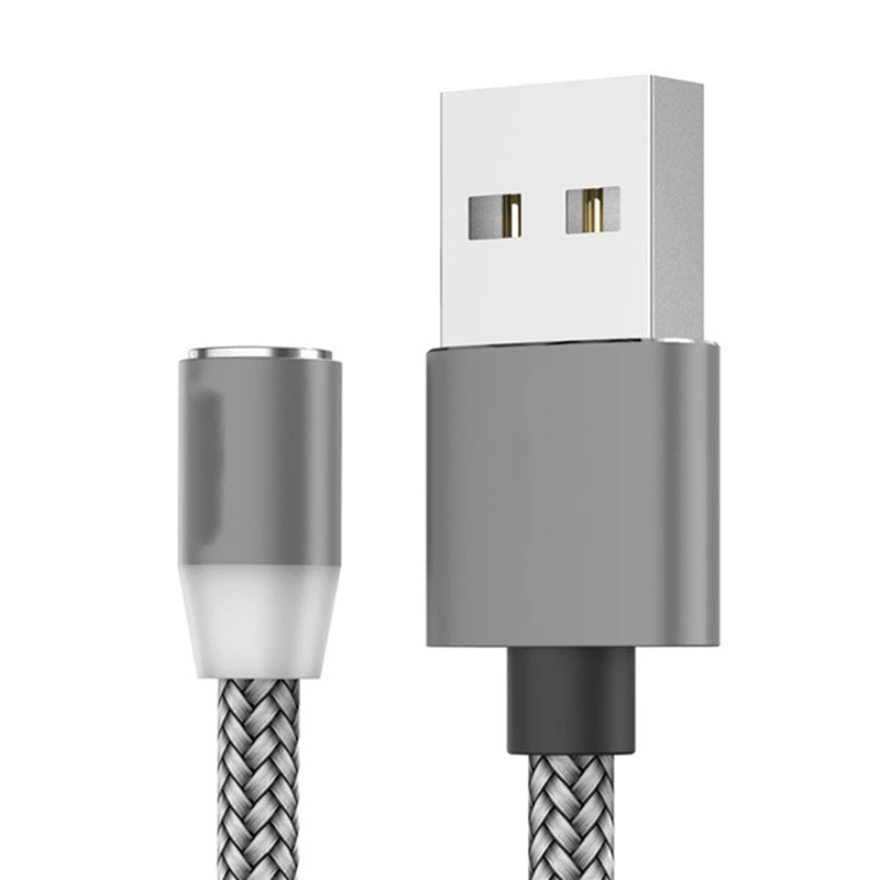 2 м USB кабель Android Круглый Магнитный Кабель зарядного устройства 3в1 2.4A для типа C/iOS/микро зарядная головка для iPhone huawei Xiaomi New A40 - Цвет: Серый