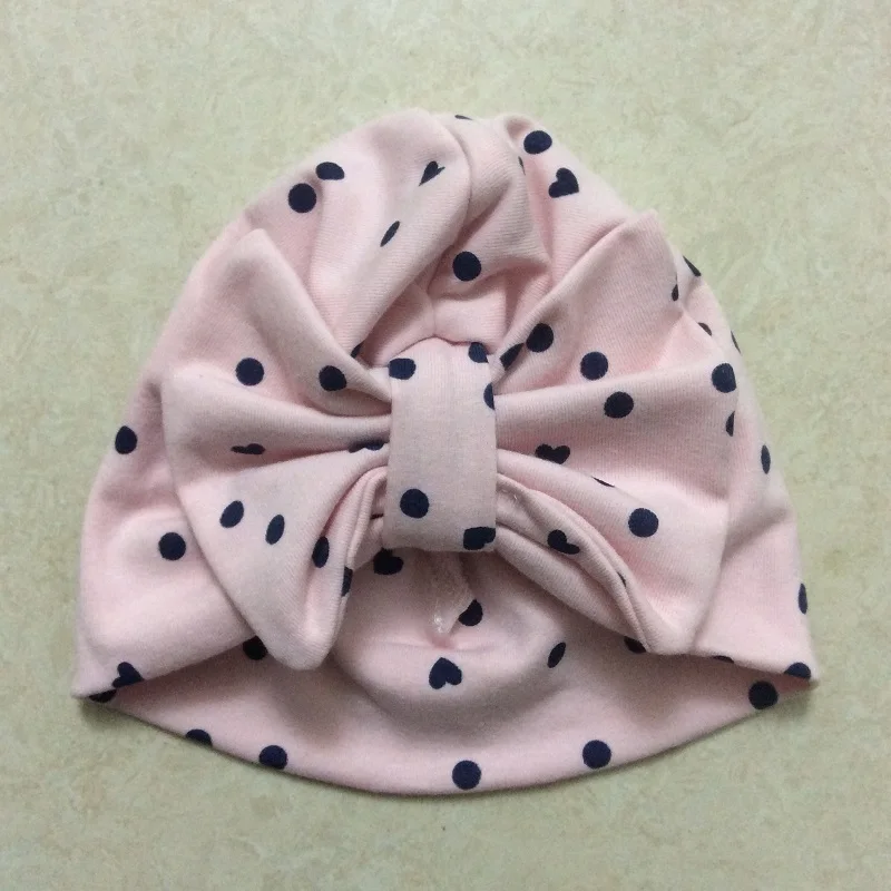 Baby Cap Cotton Big Bow Layer Hat Baby Hats Children's Girls 2 Winter Kids For Caps Butterfly Hat India - Color: pink dot