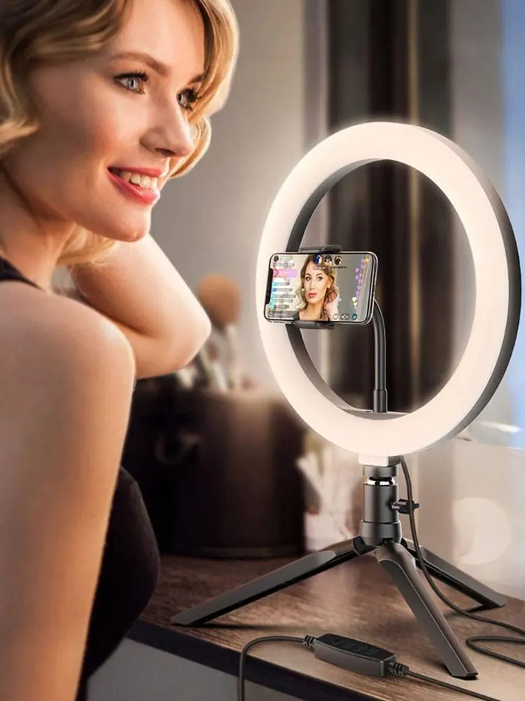 Tanie 10 cal możliwość przyciemniania LED Selfie pierścień światła wypełniającego aparat sklep