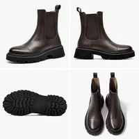 Beau Today Flat Chelsea Ankle Boots For Women Genuine Cow Leather Elastic Strap Spring Autumn Ladies Shoes Handmade A02379 - Image 6