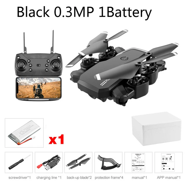 LF609 Дрон 4K с HD камерой wifi 1080P двойная камера следуя за мной Квадрокоптер FPV Профессиональный Дрон долгий срок службы батареи игрушка для детей - Цвет: Black 0.3MP 1B