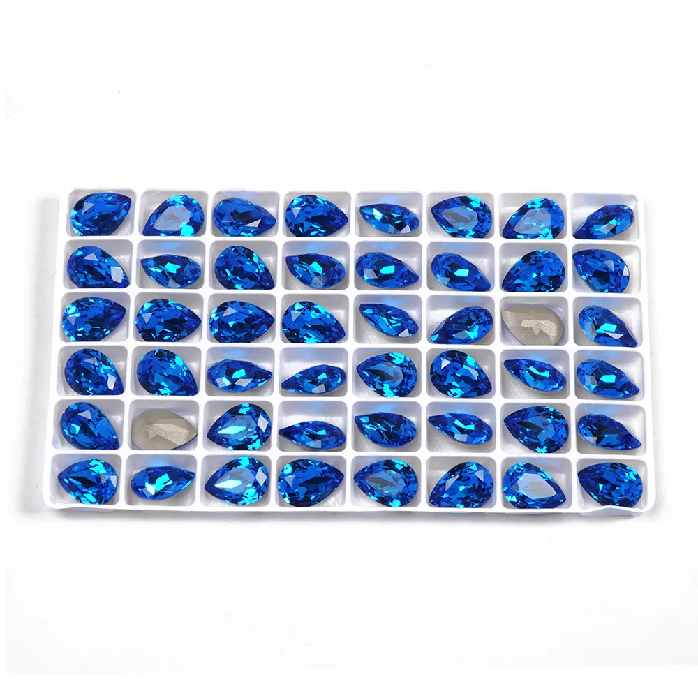 YANRUO 4320 Drop Capri Blue Sew On Drop Rhinestones Pointback DIY Craft Gmes Drolet Crystals Wedding Dress