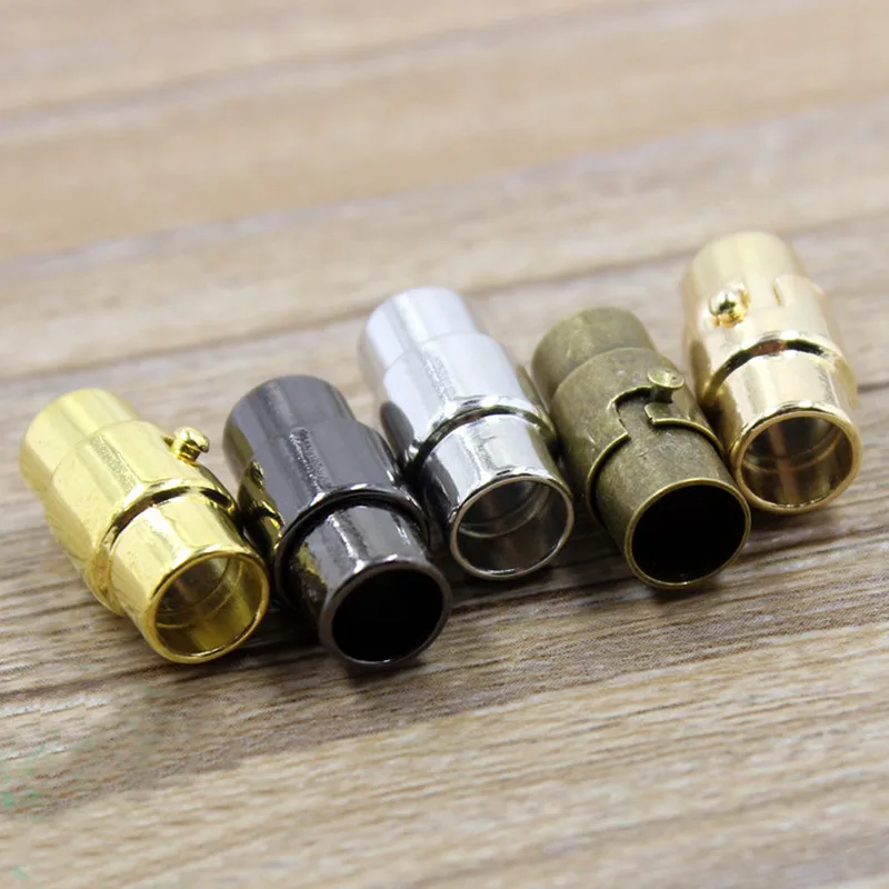 5 Juegos de 3/4/5/6/7/8/9/10MM de cuero, cordón tapón de cierre/cierre magnético con mecanismo de bloqueo, conector para fabricación de pulseras y collares, K139