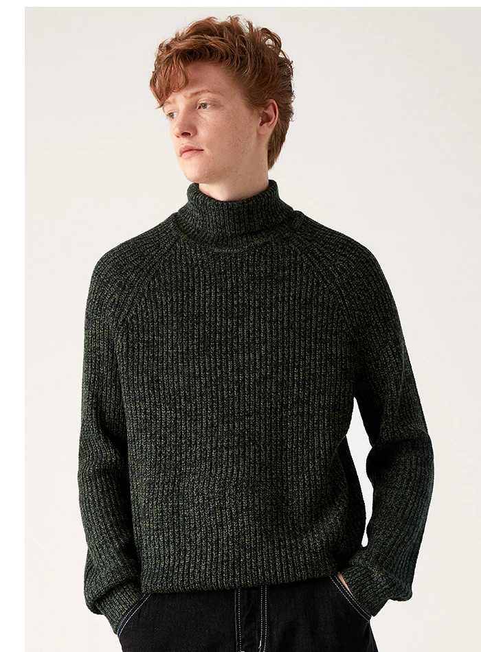 Semir с высоким воротником шерстяной свитер мужской весной и осенью молодой Свободный теплый свитер мужской корейской версии свитер пальто вязать