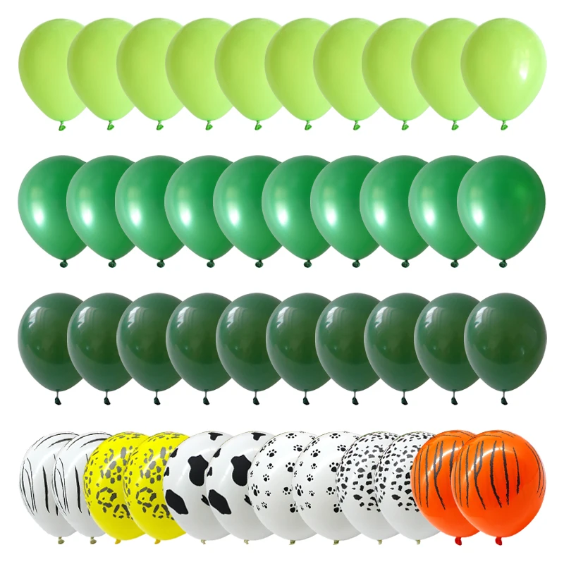 

40pcs Agate Green Balloons Metallic Chrome Gold Confetti Balloon Jungle Safari Animal Birthday Party Decoration Kids Toys Globos