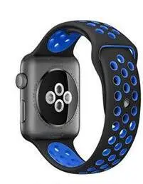 Новые цвета спортивные силиконовые браслеты для apple watch Series 1 2 3 38 мм 42 мм соединяющий ремешок браслета для iwatch 5 4 40 мм 44 мм серия 5 - Цвет ремешка: black blue
