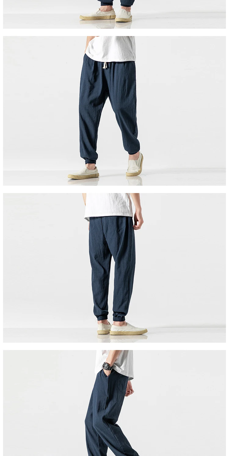 Japanese thin bloomers, linen pants, cotton and linen harem pants men  harajuku fashion  japanese fashion mens hip hop clothing