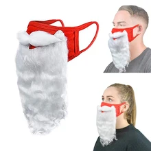 BORUiT mascarilla de algodón reutilizable para adultos, máscara facial transpirable con gran Barba, de Papá Noel, decoración de Navidad, para fiesta de Cosplay