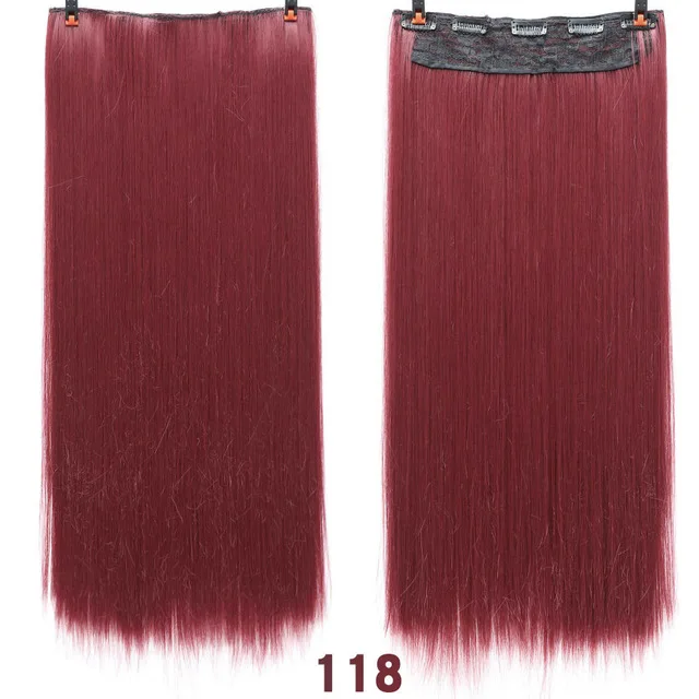 Xnaira 24 ''длинная прямая женская Сережка для наращивания волос черный коричневый высокотемпературный синтетические волосы на клипсах натуральные заколки для волос - Цвет: 900-118