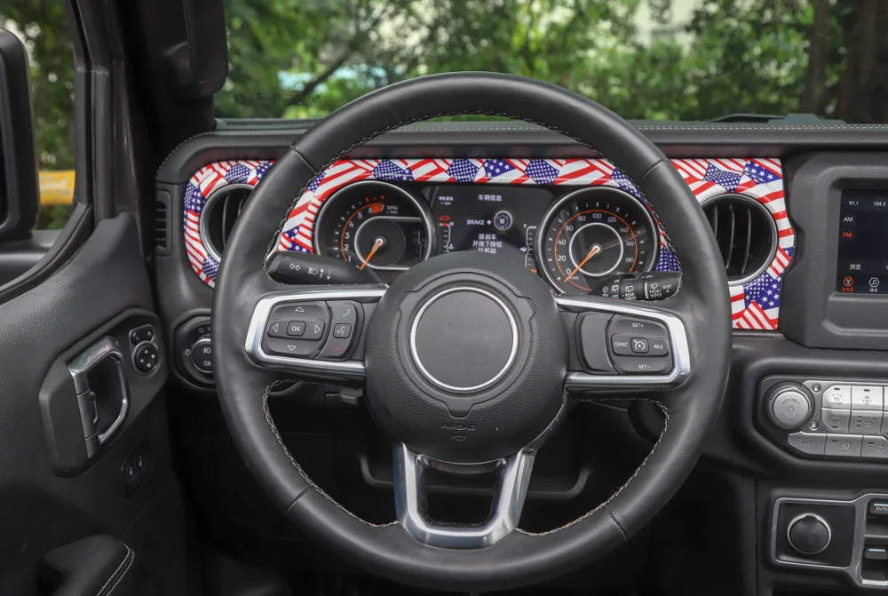 Для Jeep Wrangler JL+ центральной консоли декоративные Стикеры для автомобилей Интерьер автомобильные аксессуары Стайлинг ABS цветной американский флаг
