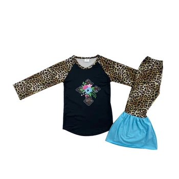 

hot selling baby girl ruffle leopard style bell pants kids wearing clothing