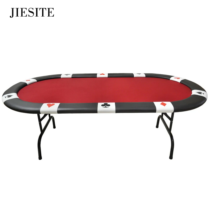  -213*107*76cm Oval Casino Foldable Poker Table Texas Hold'em Baccarat Three Fold with Waterproof Fa