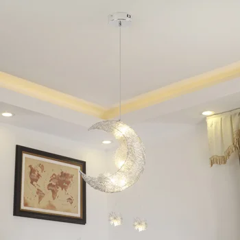 

1 pc Modern Moon Shape Warm LED Creative Decorative Ceiling Light Pendant Lamp for Kids Room Bedroom Dinning Room