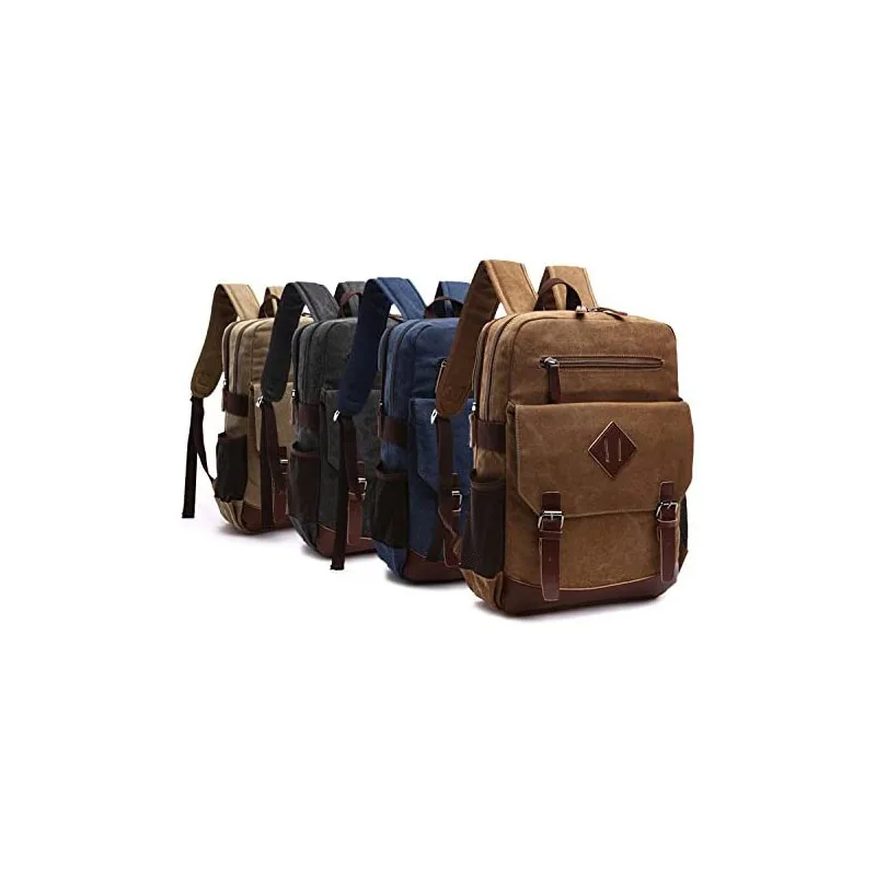 Mens Large Vintage Canvas Backpack for Men Canvas Bookpack Fits