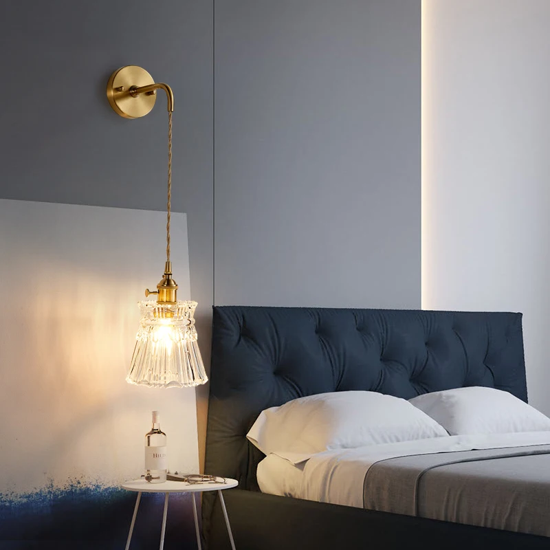 LED Wall Lamp Wall Sconces Light Wall Lamp Nordic Glass Wall Lamp Beside Bedroom Bathroom Mirror Light American Style LED Wall Sconces Vintage Edison Lighting Luminaire