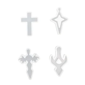 

4 Pieces/set Cross Jewelry Pendant Making Clear Silicone Mould DIY Craft Tools