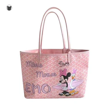 

Korean Popular 2020 Summer Large Beach Storage Bag Shoulder Graffiti Bag Small Number Handbag Pink Minnie Facebook Instagram