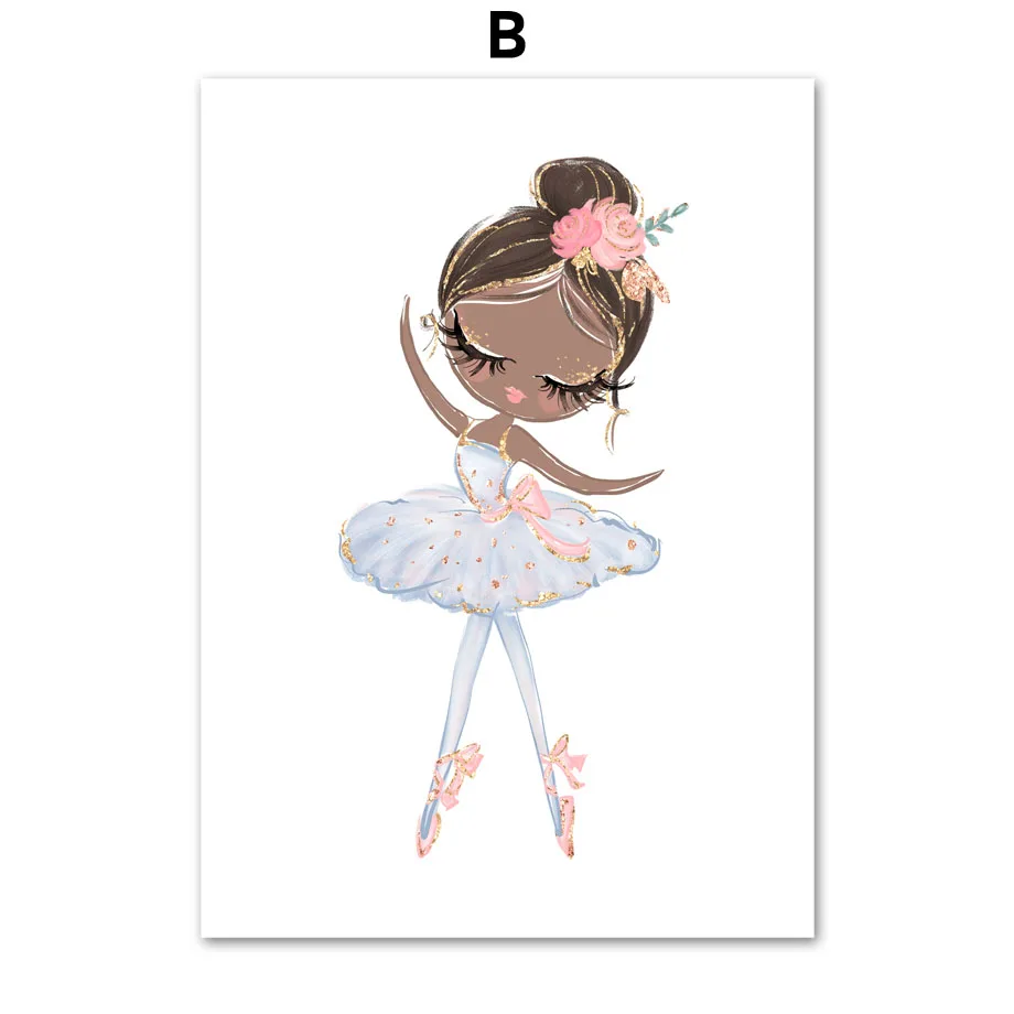 Cartoon-Pink-Unicorn-Swan-Girl-Crown-Flower-Nordic-Posters-And-Prints-Wall-Art-Canvas-Painting-Wall (5)