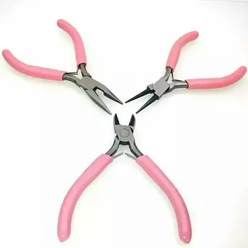 

3Pcs Jewelry Pink Pliers Set Wire Cutting Bending Plier Jewelry Making Tools Kit