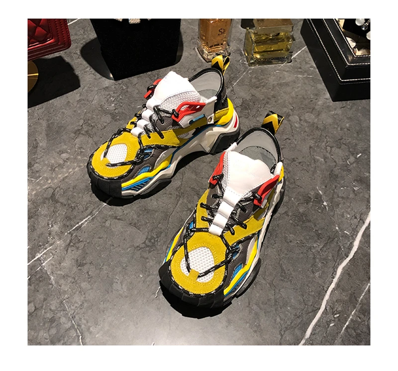 Ins/ Популярные кроссовки; дышащая обувь; женская обувь на шнуровке; Zapatos De Mujer; повседневная женская обувь на толстой подошве; модные кроссовки