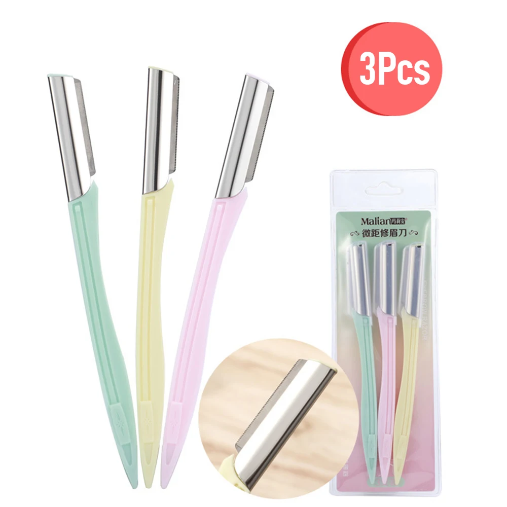 

3pc Eyebrow Knife Lady Facial Care Razor Portable Eyebrow Trimmer Epilator Set Eyebrow Razor Cosmetic Set Stainless Steel Knives