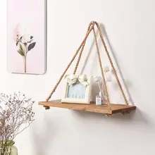 Houten Muur Plank Decoratie Legplanken Voor Slaapkamer Plant Bloem Hout Swing Opknoping Touw Thuis Decoratie