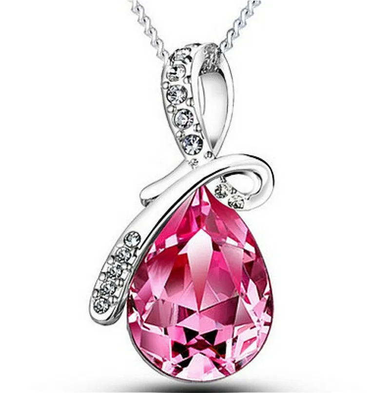 Ожерелье в форме капель воды в форме сердца, ожерелье с кристаллами, ювелирное изделие для девушек, подарок - Окраска металла: N