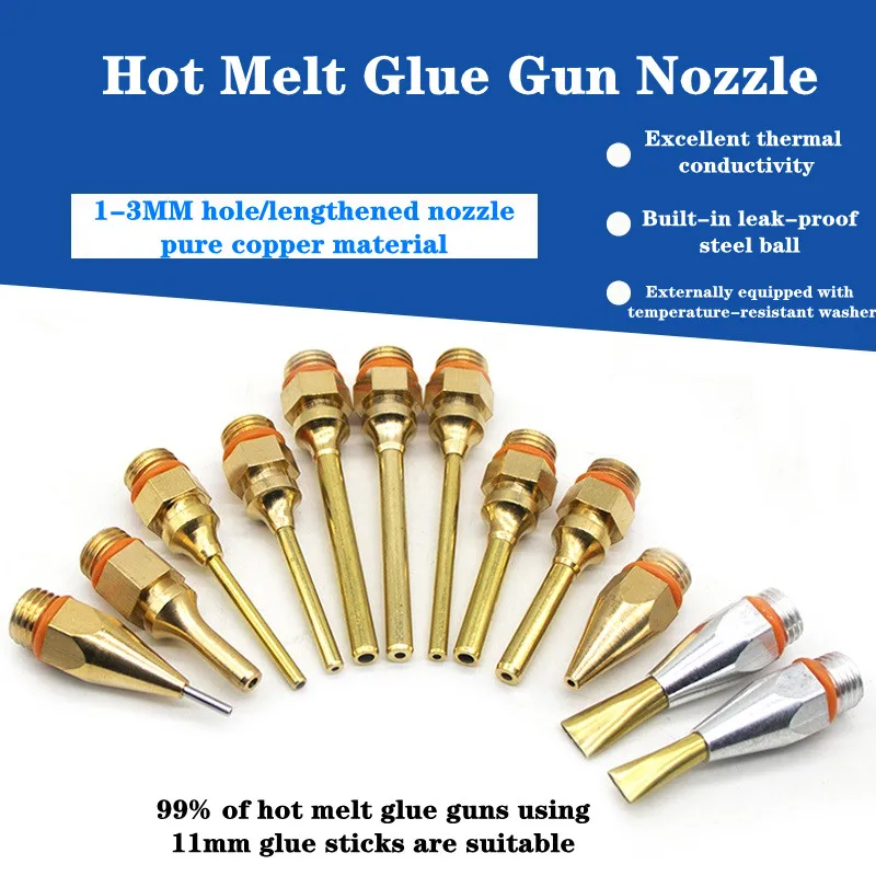 Hot Melt Glue Gun Hot Glue Gun Hot Melt Glue Gun Nozzle 1Pcs Hot Melt Glue Gun Copper Anti-leakage Long Nozzle