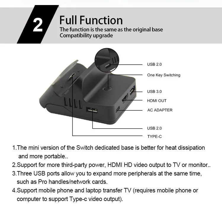 Коммутатор хост док-станция поворот к ТВ HDMI видео конвертер для игровая консоль Nintendo док-станция